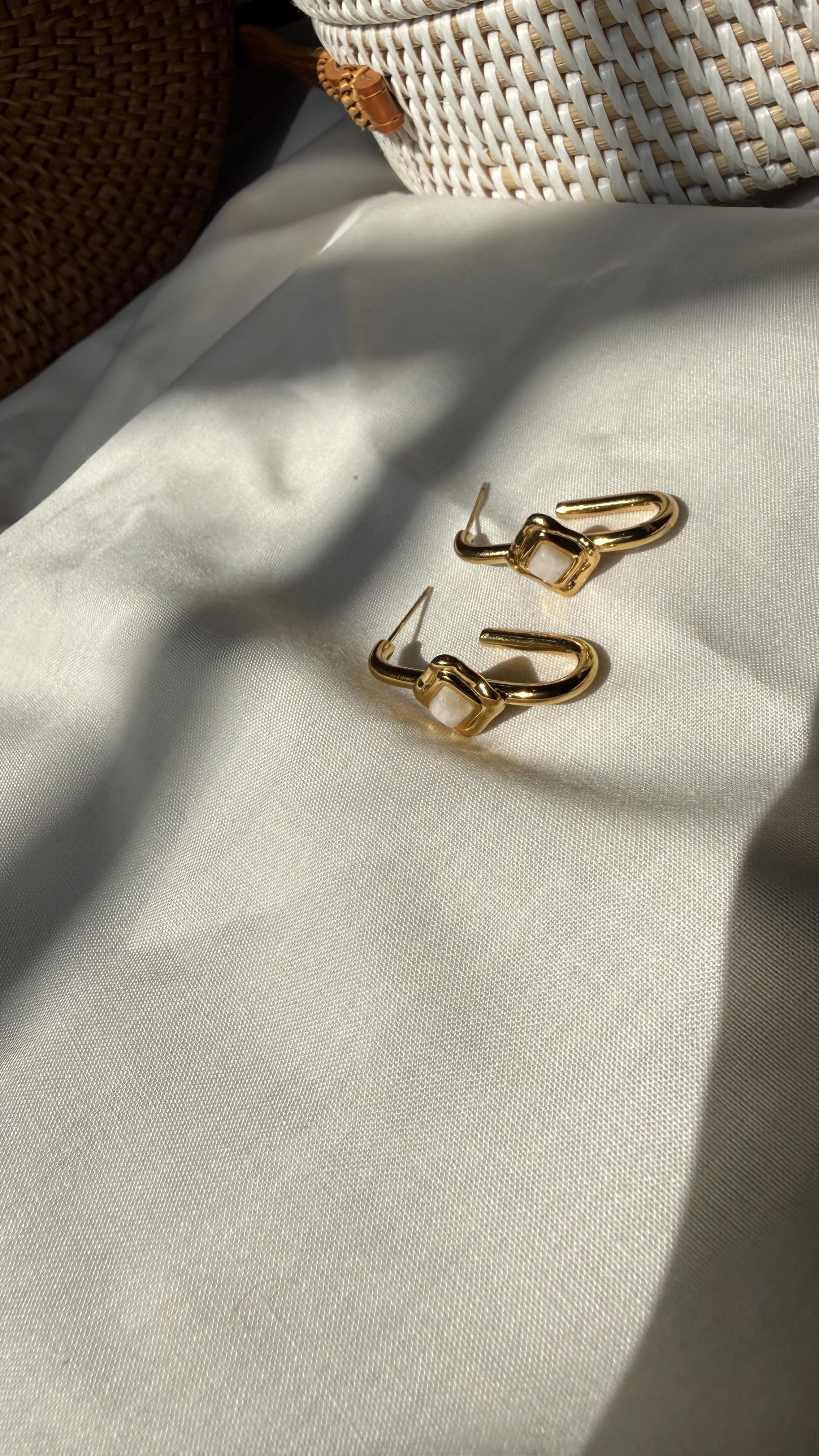 The Aurelia Pearl Charm Hoops - Image 2