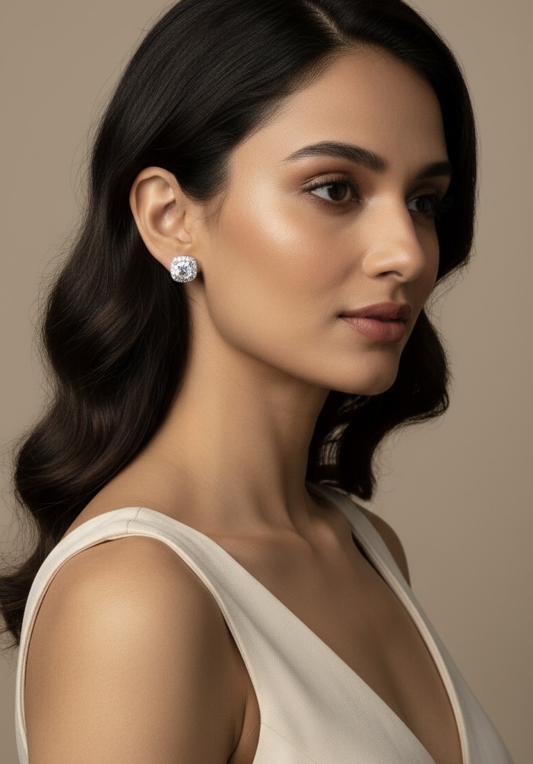 The Royal Halo Cushion Studs