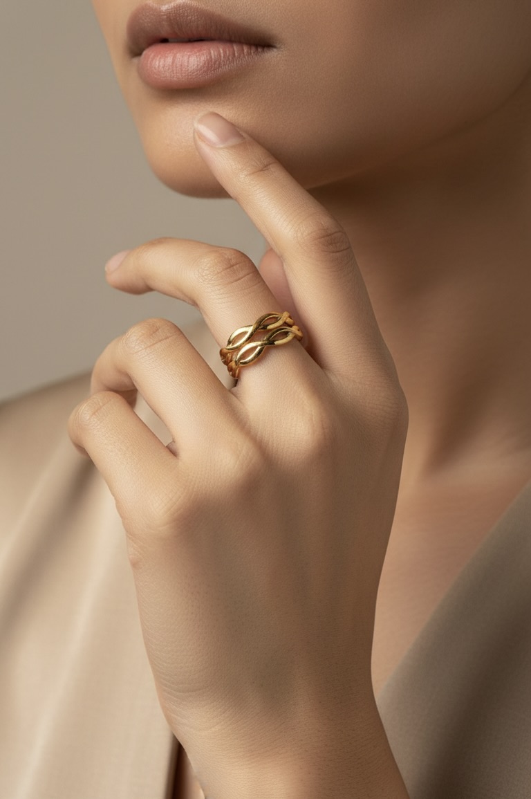 Golden Interlace Statement Ring