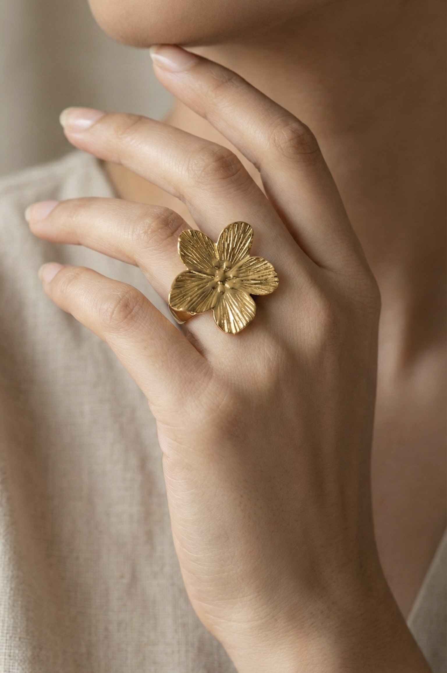 Golden Bloom Statement Ring - Image 2